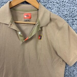 Nike Shirt Mens Small Brown Polo Challenge Court Logo Tennis Casual Dri Fit